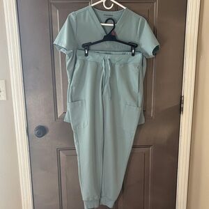 Mandala Mint Green Scrub jogger set